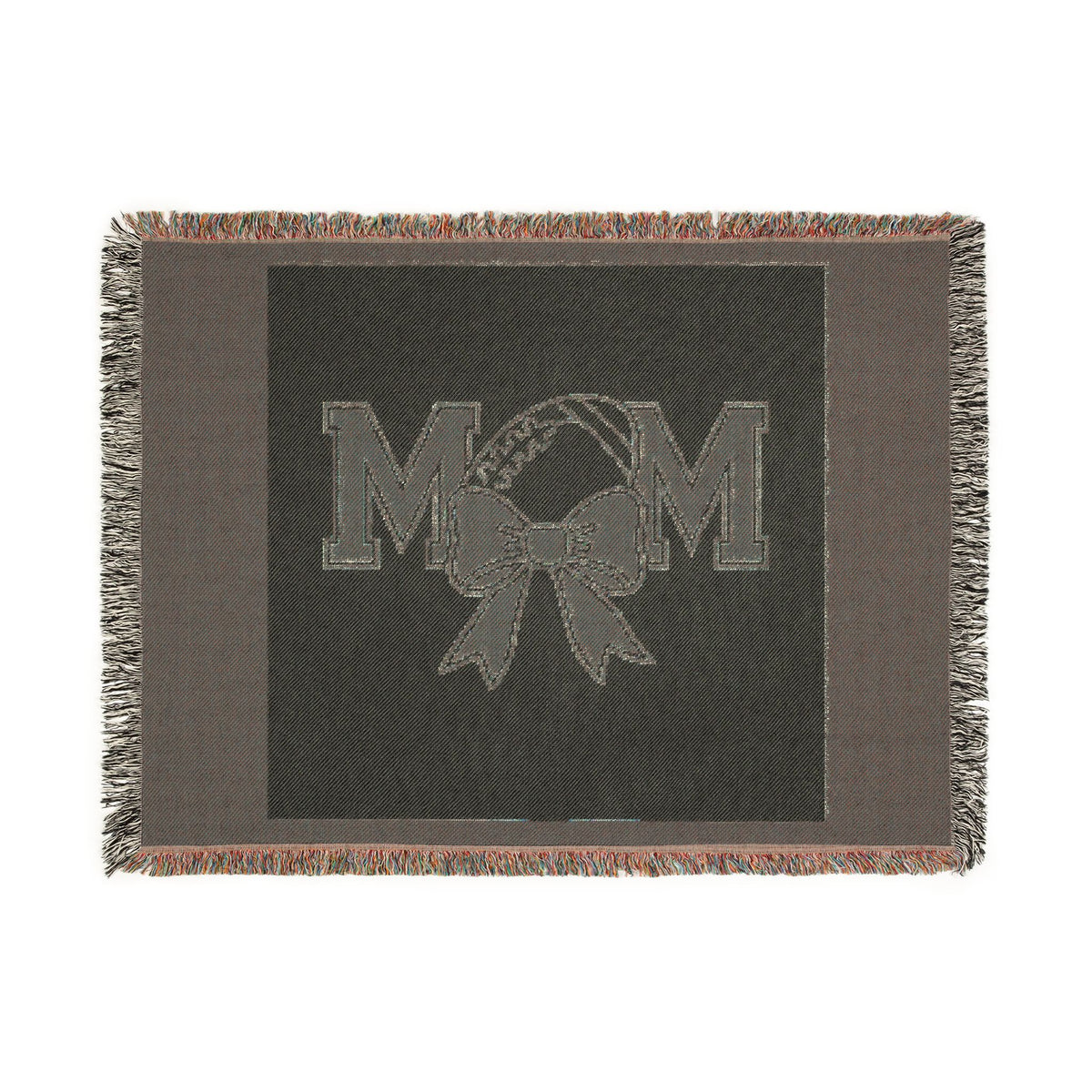 Mom Baseball Woven Blanket – Cozy Team Mom Throw with Bow
