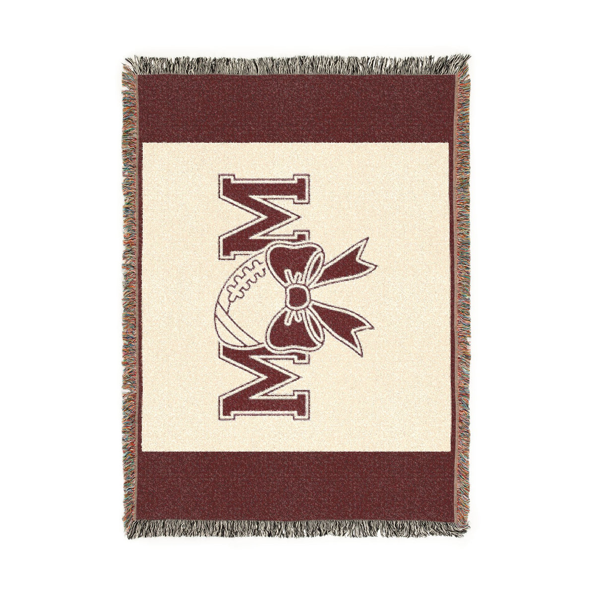 Mom Baseball Woven Blanket – Cozy Team Mom Throw with Bow