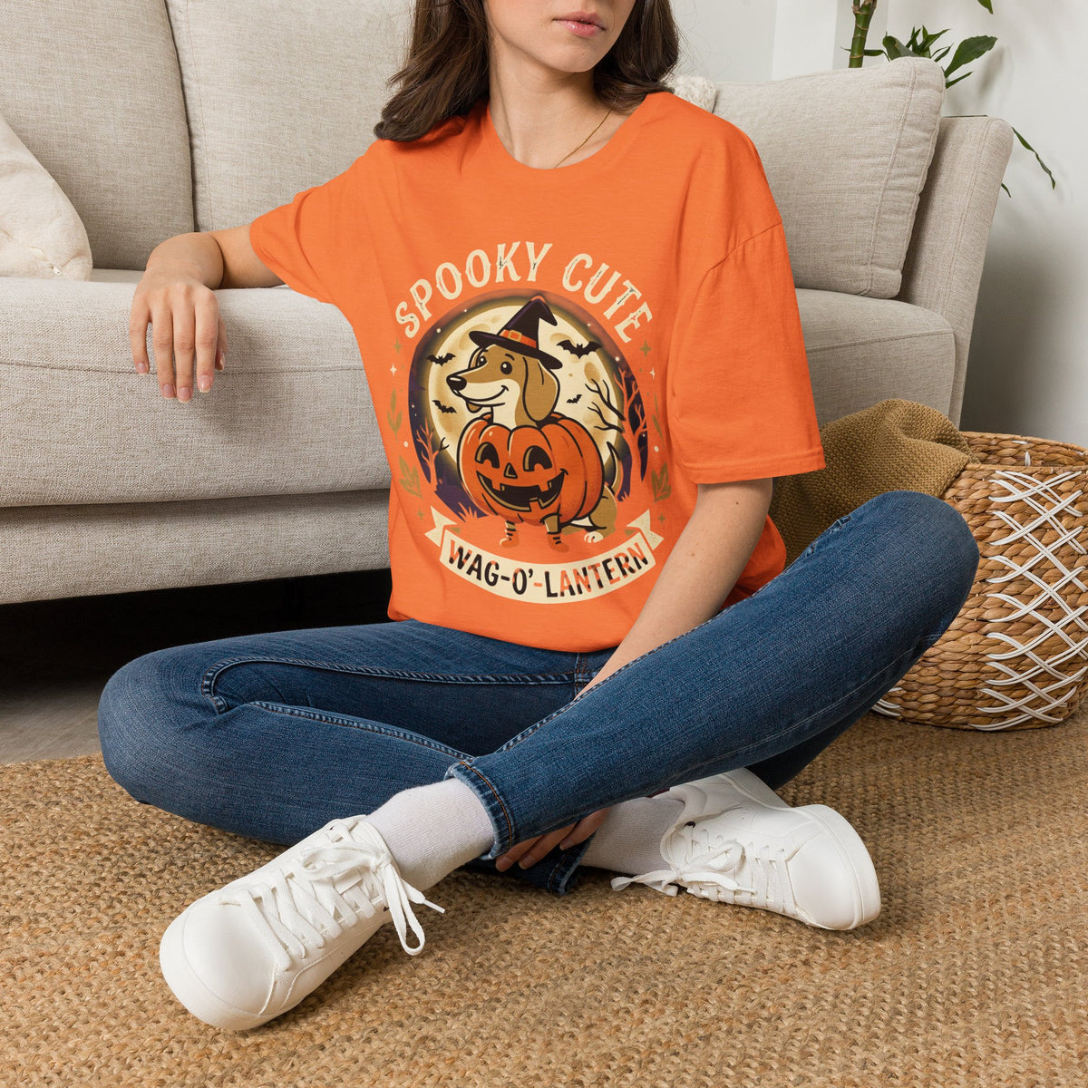 Spooky Cute Halloween T‑Shirt — 'Spooky Cute' Dog with Jack‑o'‑Lantern