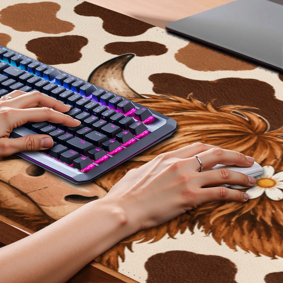 PVC Leather Mouse Pad cowprint
