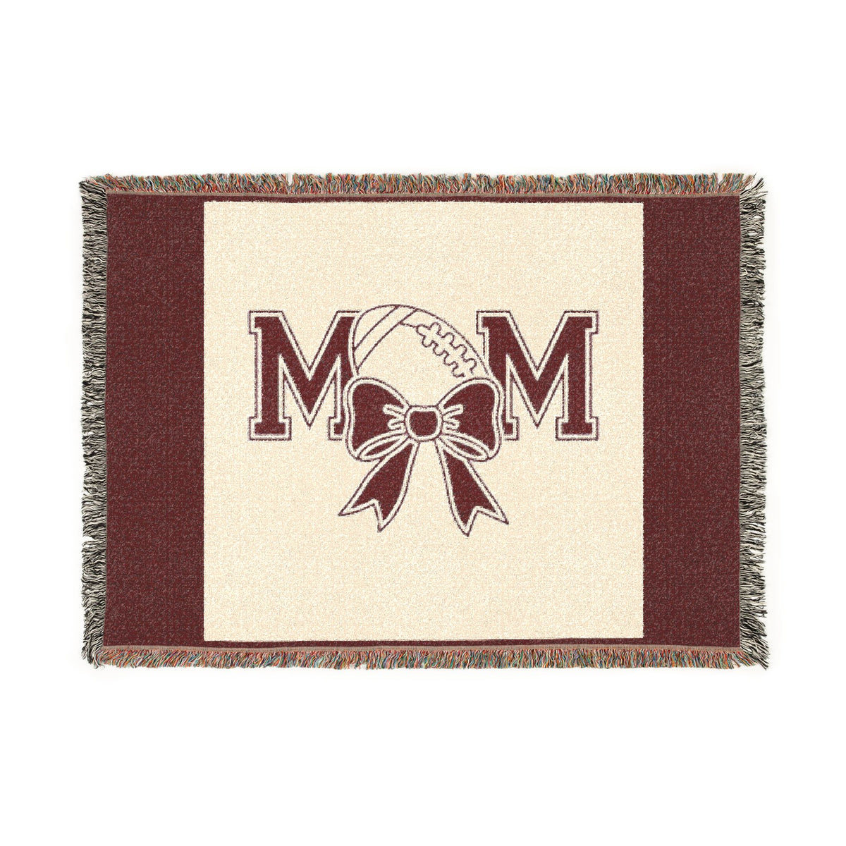 Mom Baseball Woven Blanket – Cozy Team Mom Throw with Bow