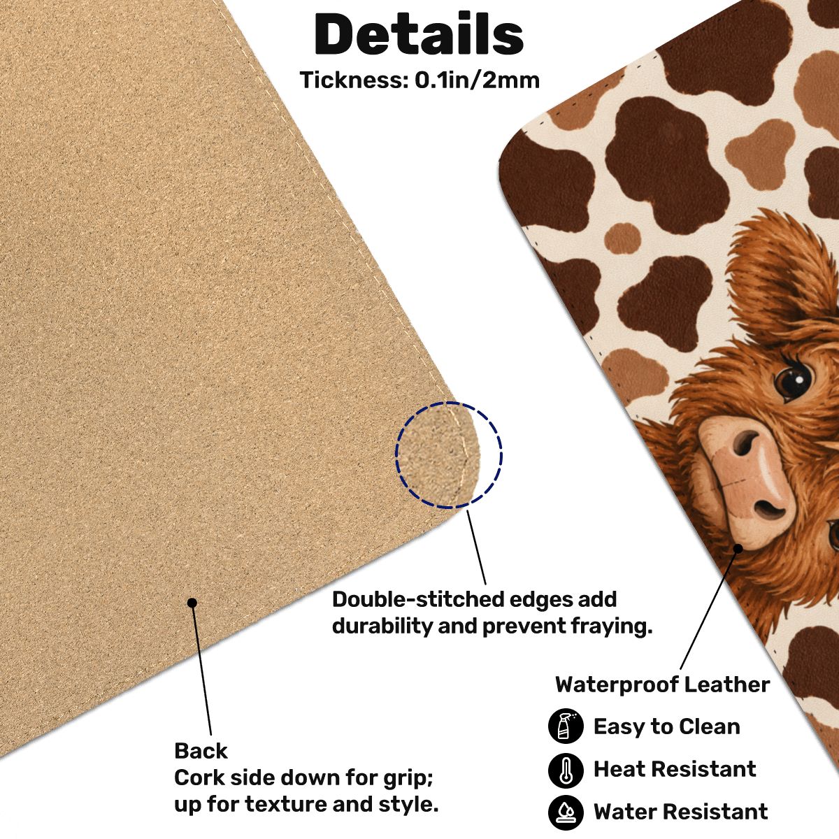 PVC Leather Mouse Pad cowprint